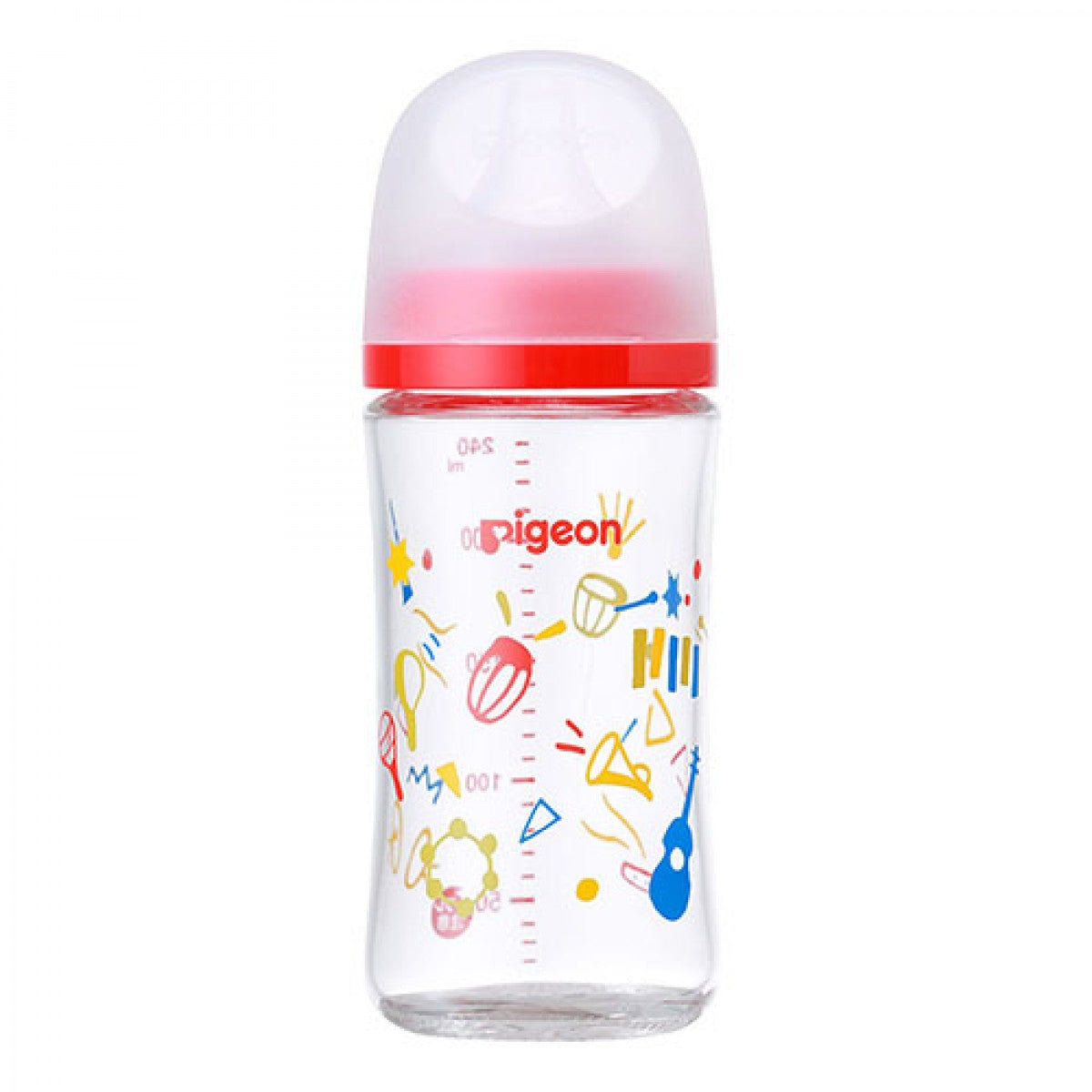 Pigeon Breastfeeding Experience Wide Neck Nursing Bottle Glass 240ml (M Teat Music）