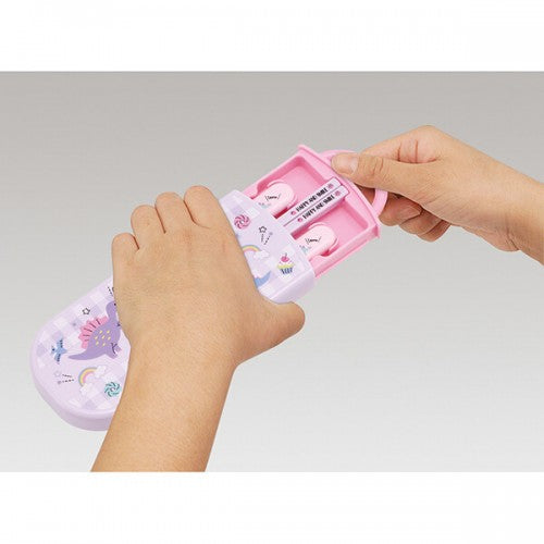 Japan SKATER Antibacterial Children's Lunch Cutlery Set（Pink Dino）