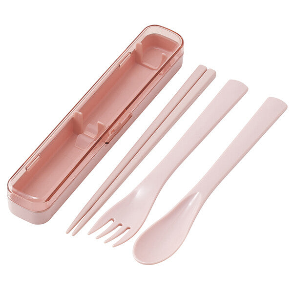Skater Lunchbox Chopsticks, Spoon & Fork Cutlery Set with Case – Pink