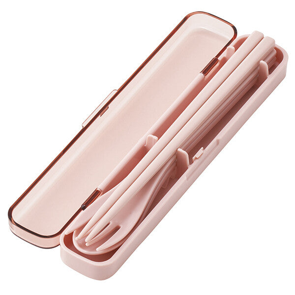 Skater Lunchbox Chopsticks, Spoon & Fork Cutlery Set with Case – Pink