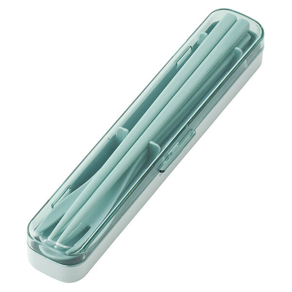 Skater Lunchbox Chopsticks, Spoon & Fork Cutlery Set with Case – Smoky Green