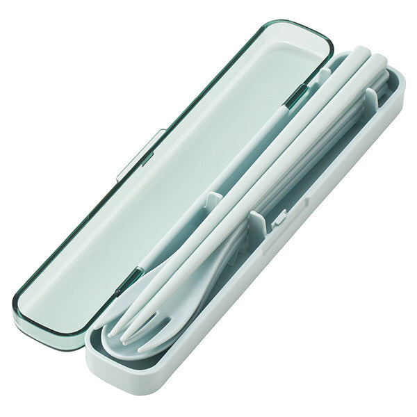Skater Lunchbox Chopsticks, Spoon & Fork Cutlery Set with Case – Smoky Green