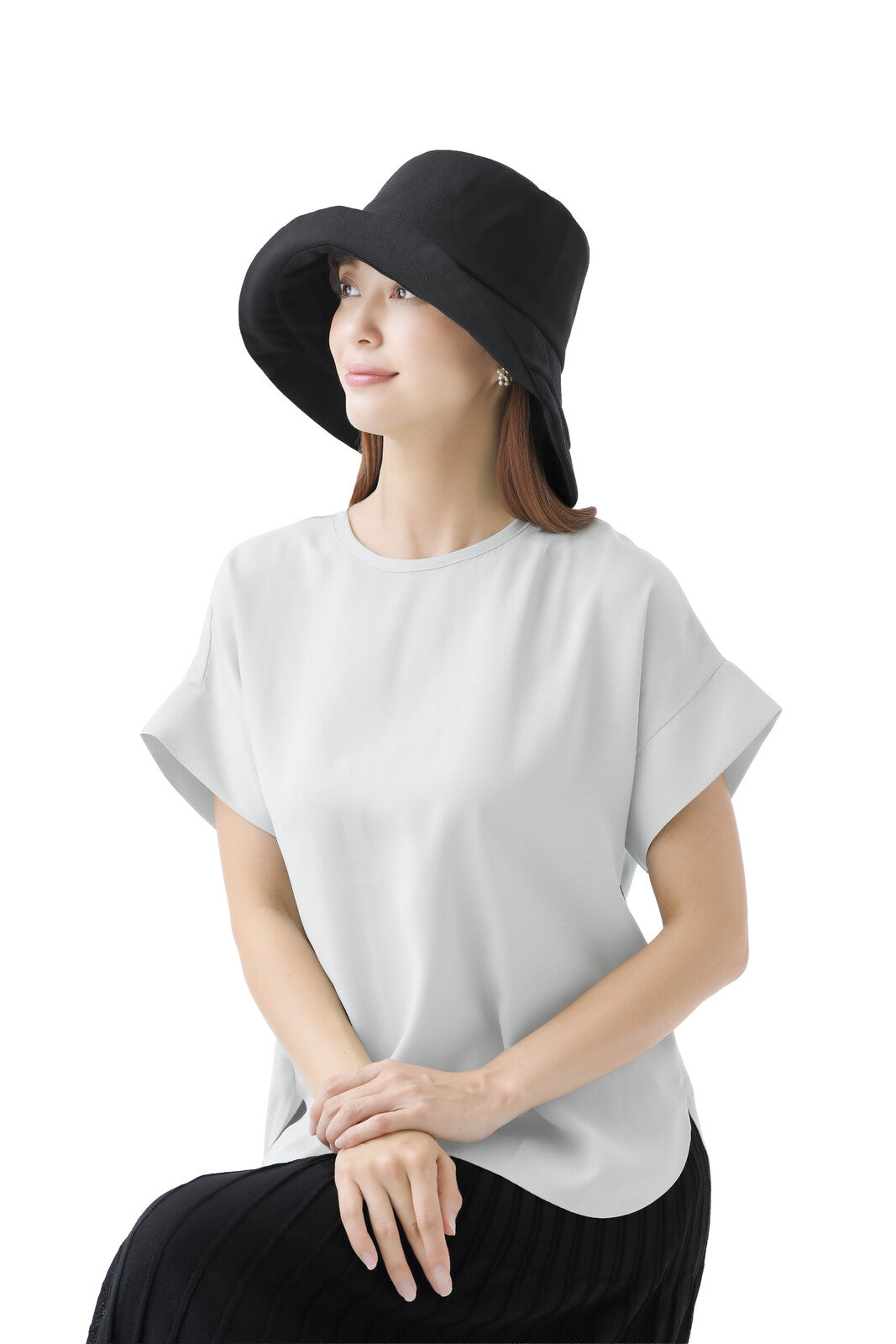 Sun Family UV Protection Cooling Fabric Linen-Blend Sun Hat – Black