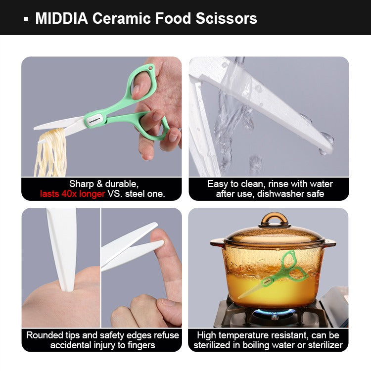 MIDDIA Ceramic Baby Food Scissors (Pink)