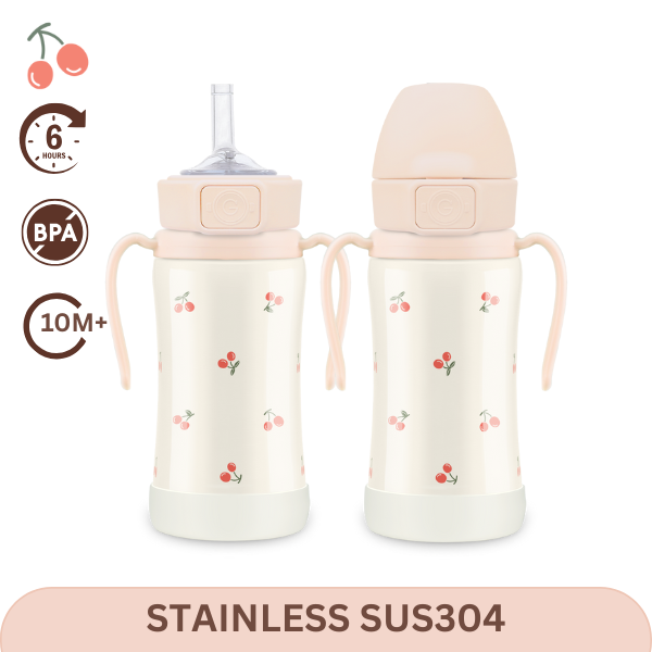 Grosmimi Cherrish Stainless Straw Cup 300ml (Sweet Peach)