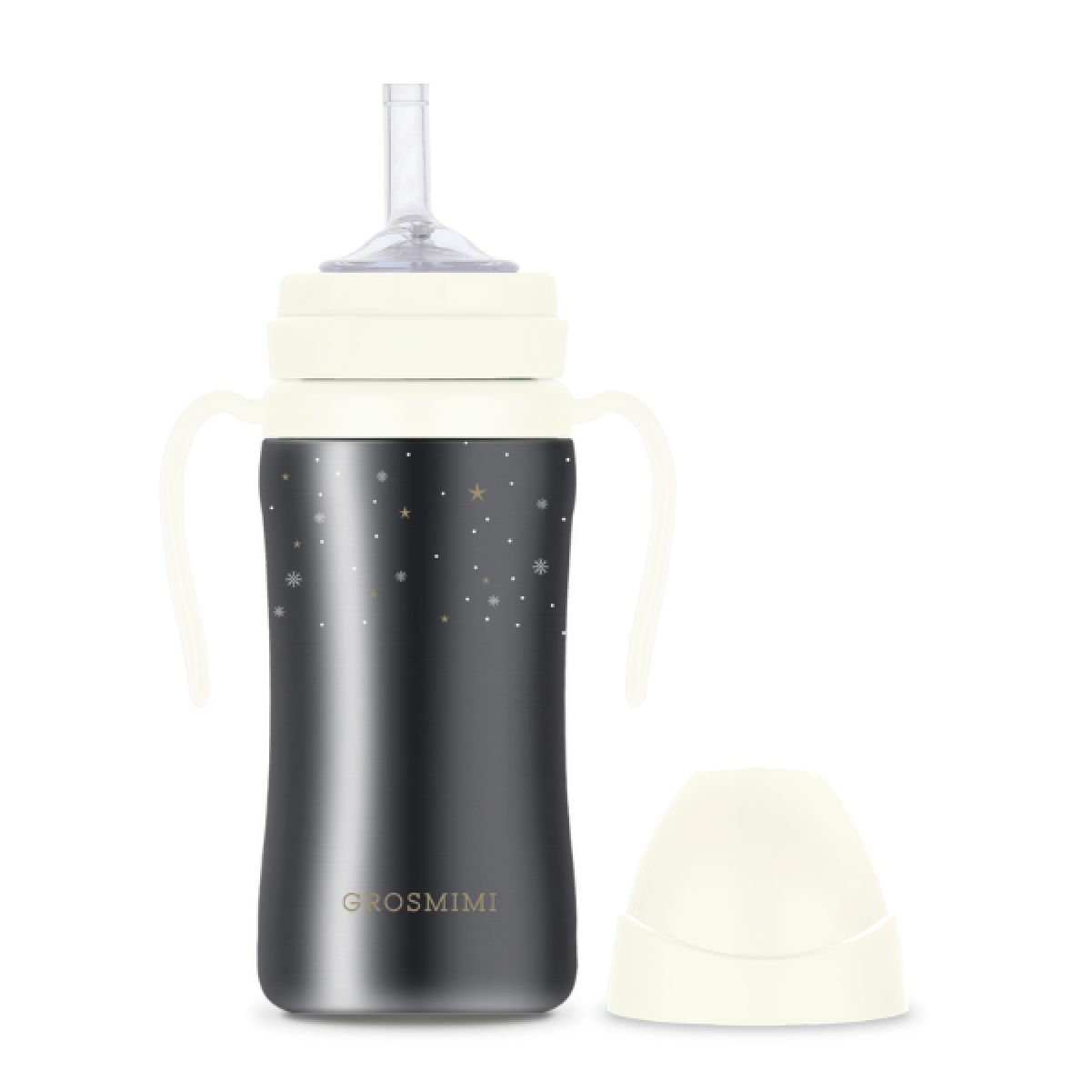 Grosmimi Stainless Thermo Straw Cup (300ml/Dark Series White)
