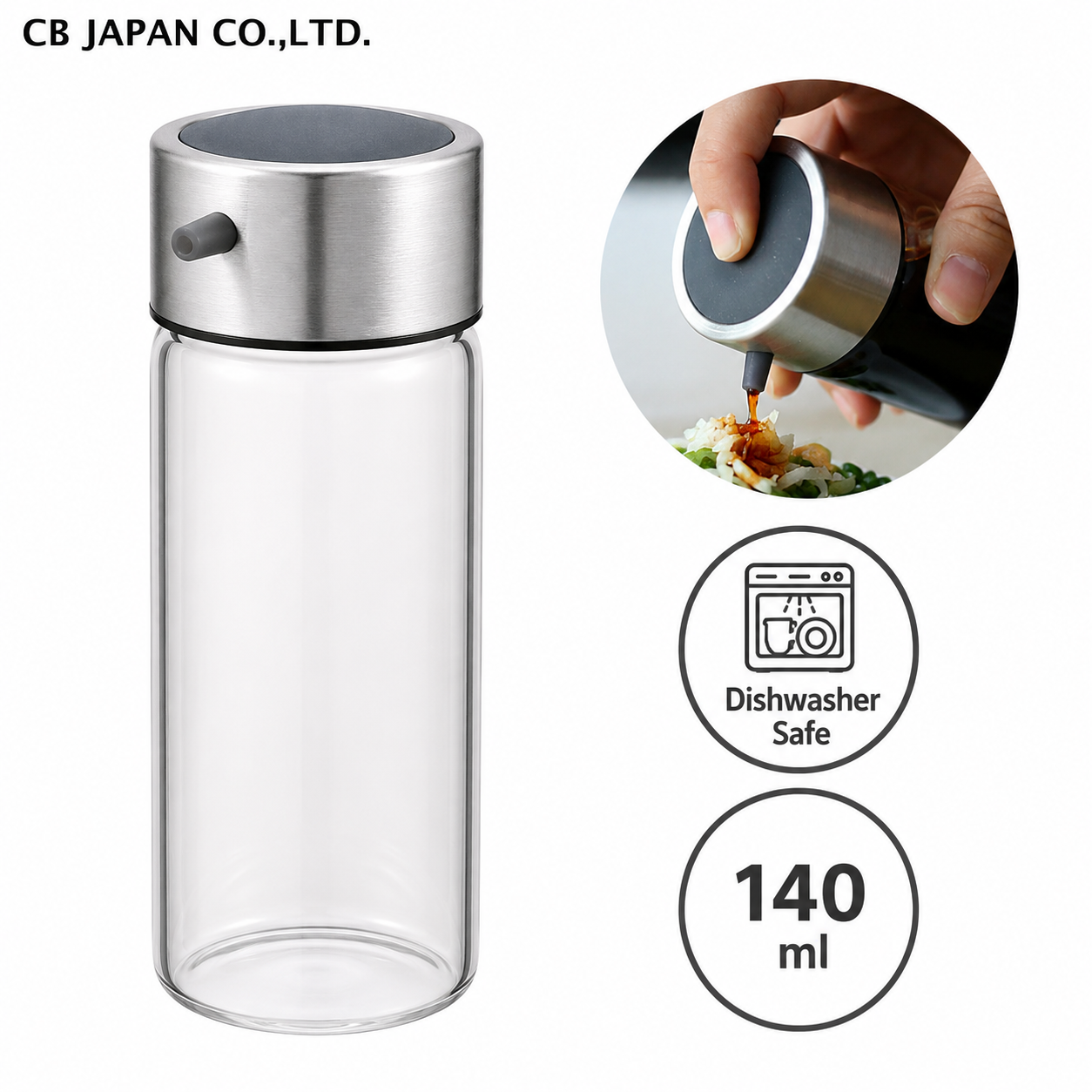Atomico Heat-Resistant Glass Soy Sauce Dispenser M (140mL)
