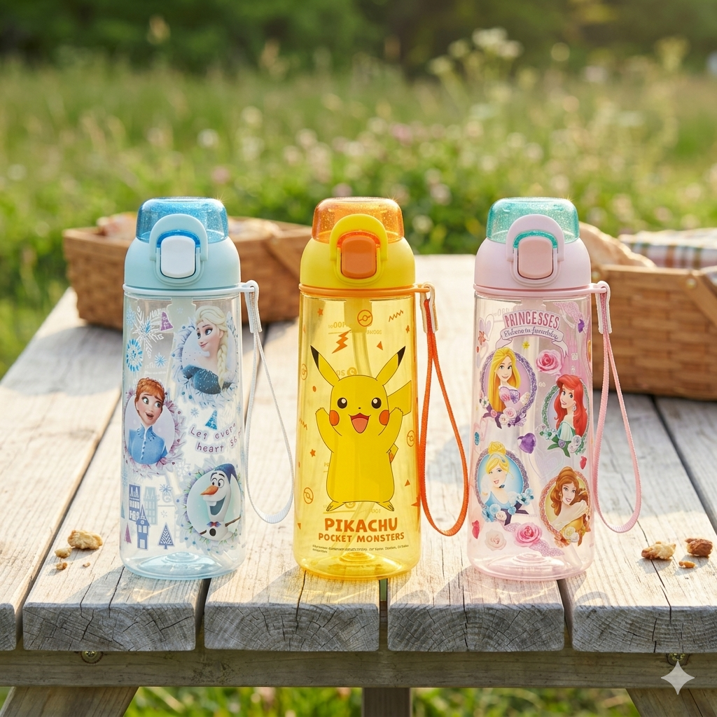 Skater Antibacterial Kid Water Bottle With Strap 630ml