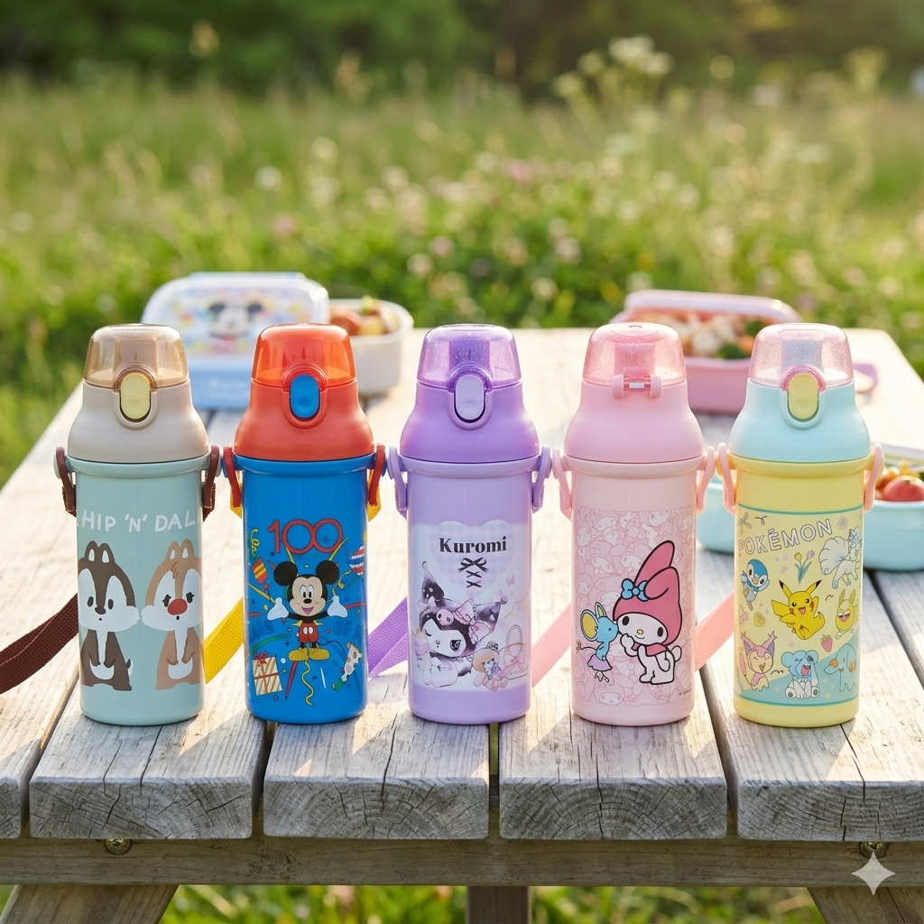 Skater Antibacterial Kid Water Bottle With Strap 480ml