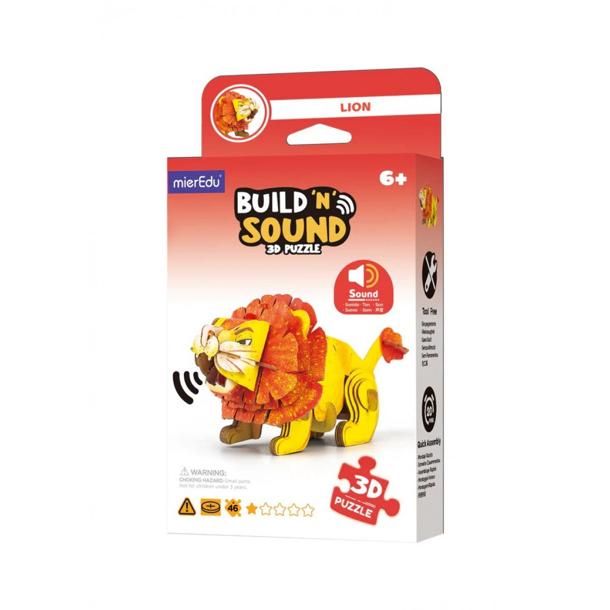 mierEdu Build 'n' Sound 3D Puzzle - Lion