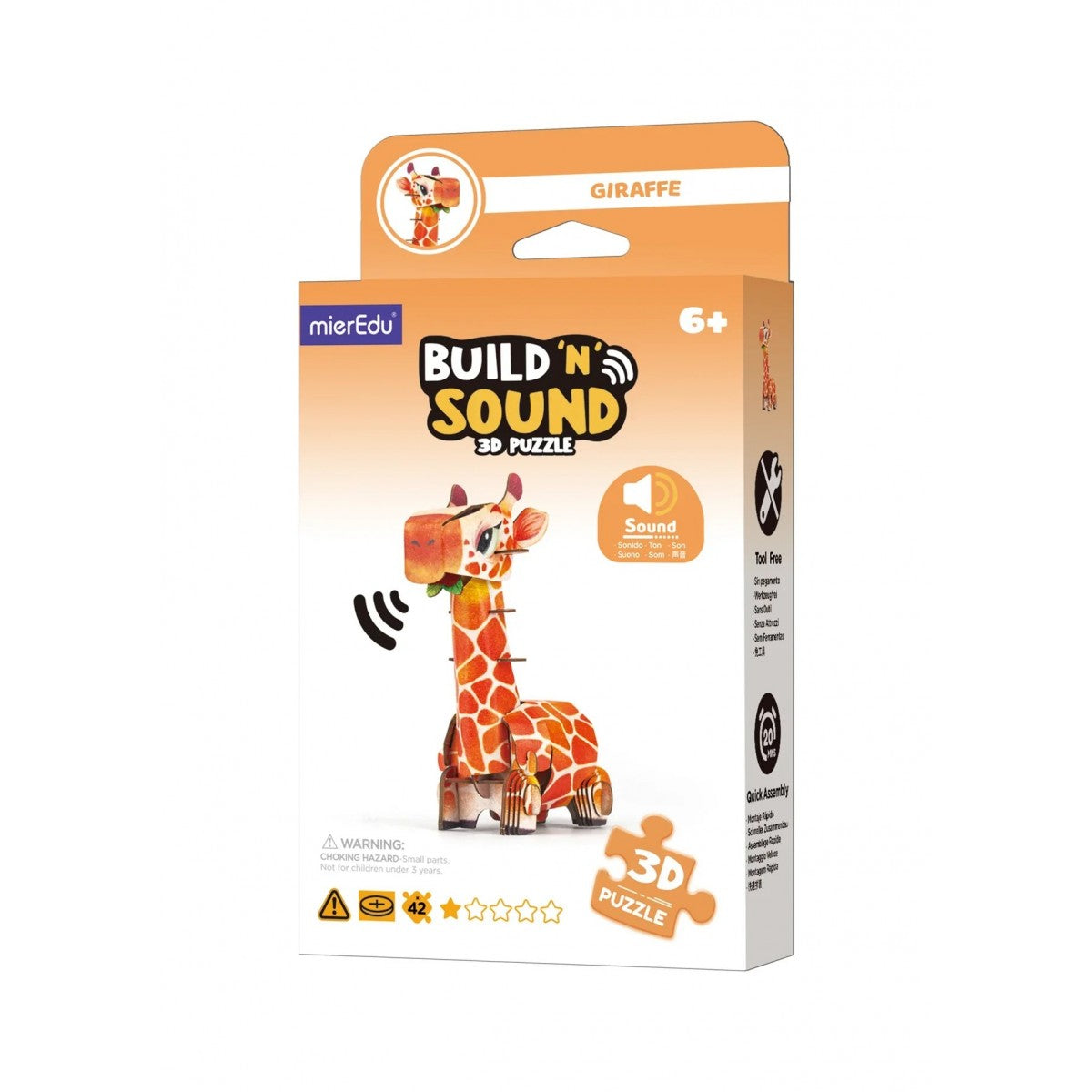 mierEdu Build 'n' Sound 3D Puzzle - Giraffe