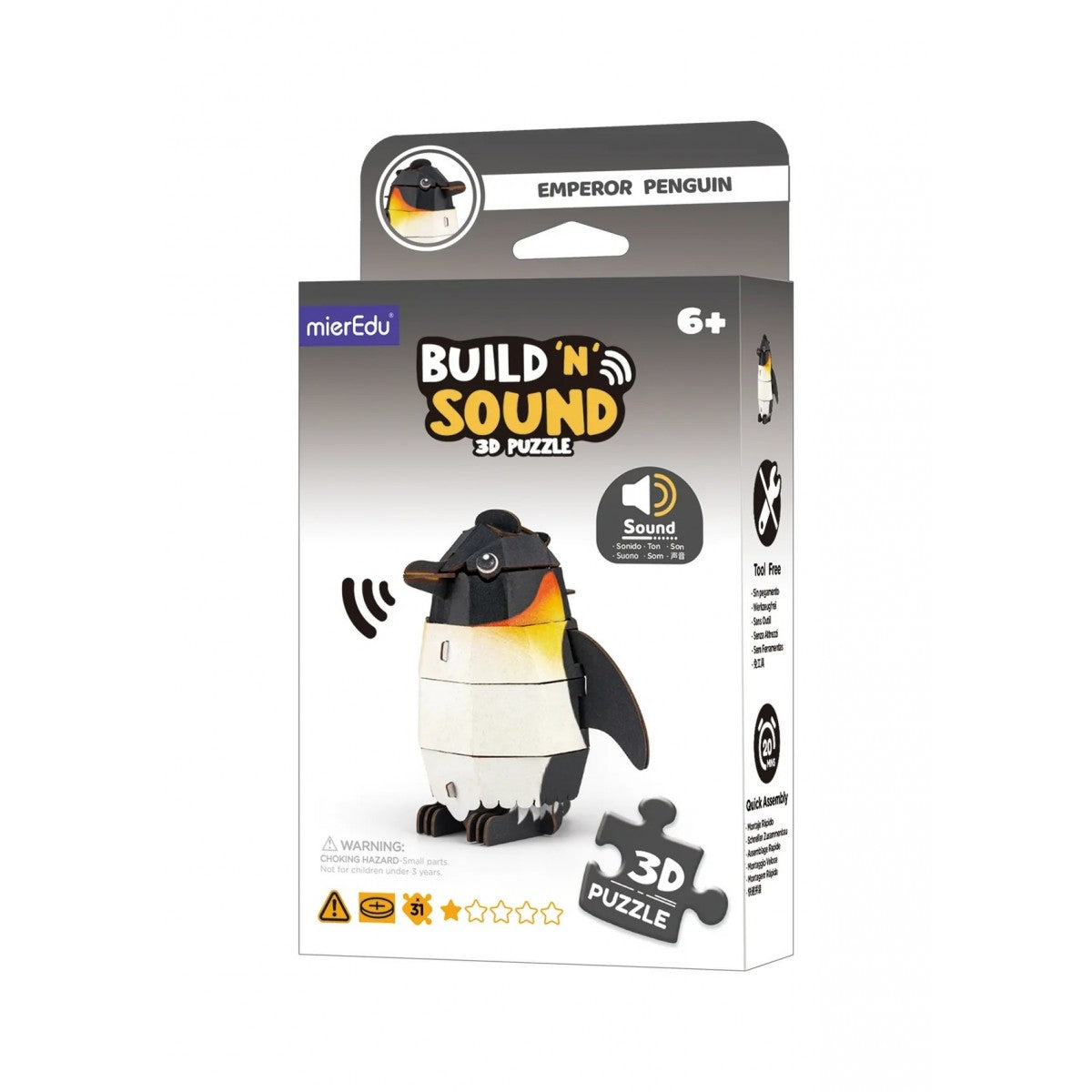 mierEdu Build 'n' Sound 3D Puzzle - Emperor Penguin