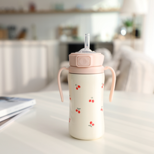 Grosmimi Cherrish Stainless Straw Cup 300ml (Sweet Peach)