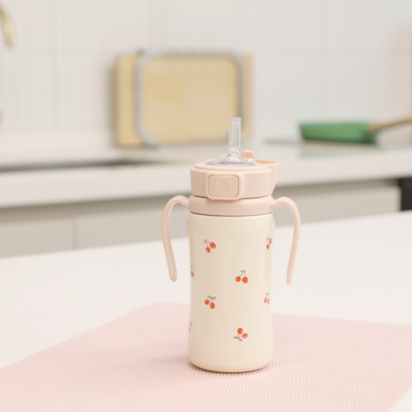 Grosmimi Cherrish Stainless Straw Cup 300ml (Sweet Peach)