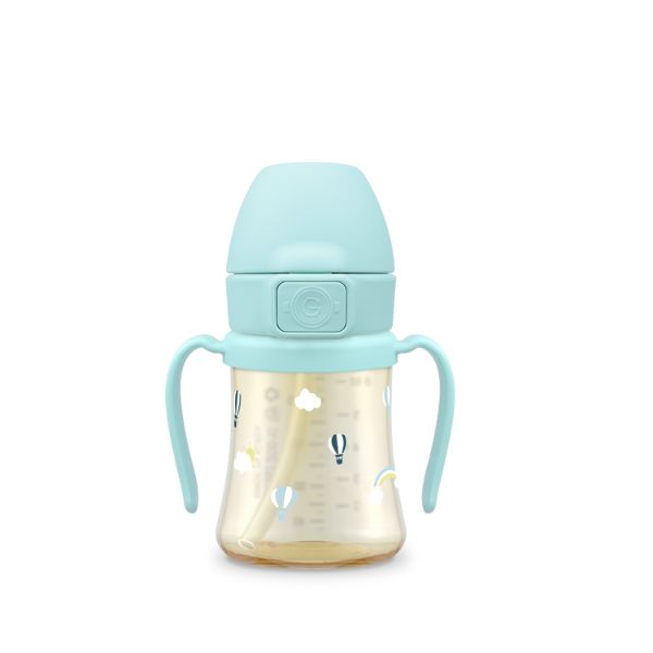 GROSMIMI Sky Balloon PPSU Straw Cup + Weighted Straw 200ml (Creamy Blue)