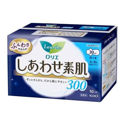 Kao Laurier Happy Bare Skin For Heavy Nights Pads With Wings 30cm (10 Pieces)