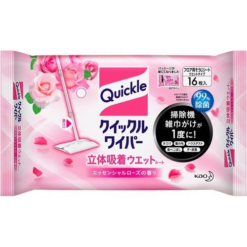Kao Quickle Wiper 3D Dust-Trapping Wet Floor Sheets – Rose Fragrance (16 Sheets)