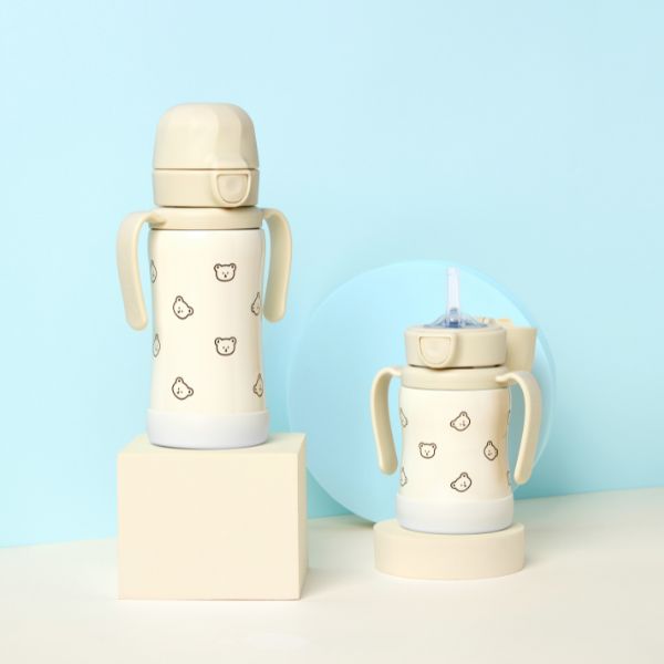 Grosmimi Bear Stainless Straw Cup 300ml (Butter)