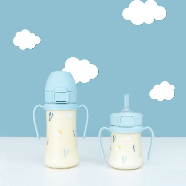GROSMIMI Sky Balloon PPSU Straw Cup + Weighted Straw 200ml (Creamy Blue)