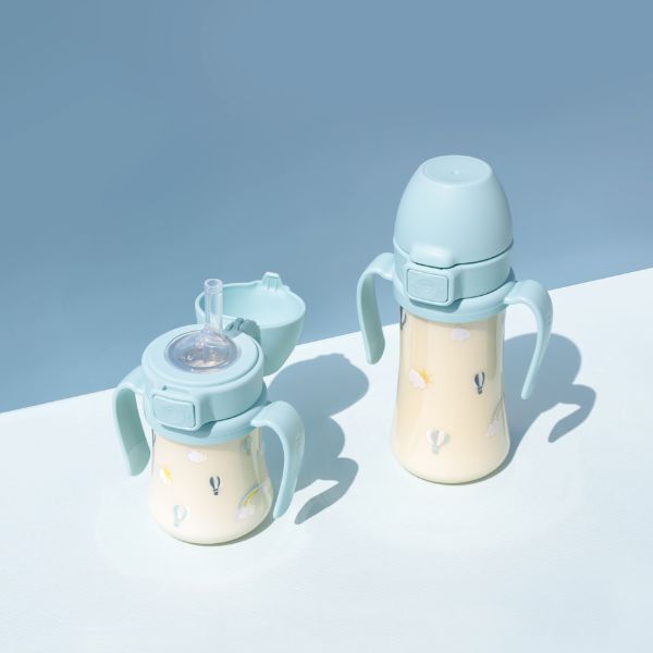 GROSMIMI Sky Balloon PPSU Straw Cup + Weighted Straw 200ml (Creamy Blue)